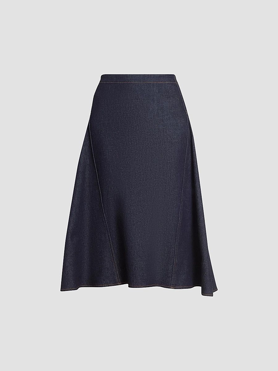 Jacquemus Women's De-Nimes Lavoir Denim A-Line Midi-Skirt - Dark Navy - Size 27