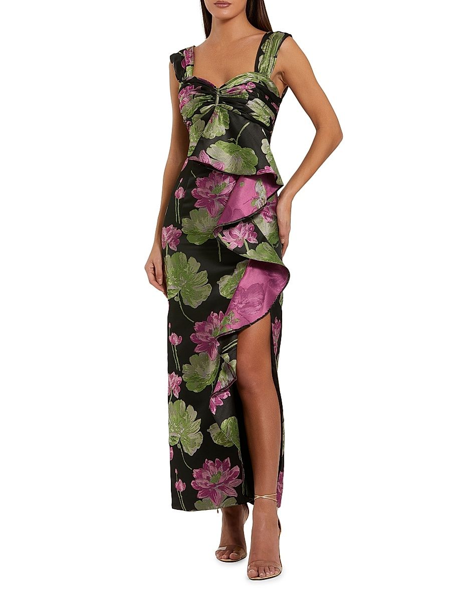 Women's Ieena One Brocade Column Dress - Black Multi - Size 14