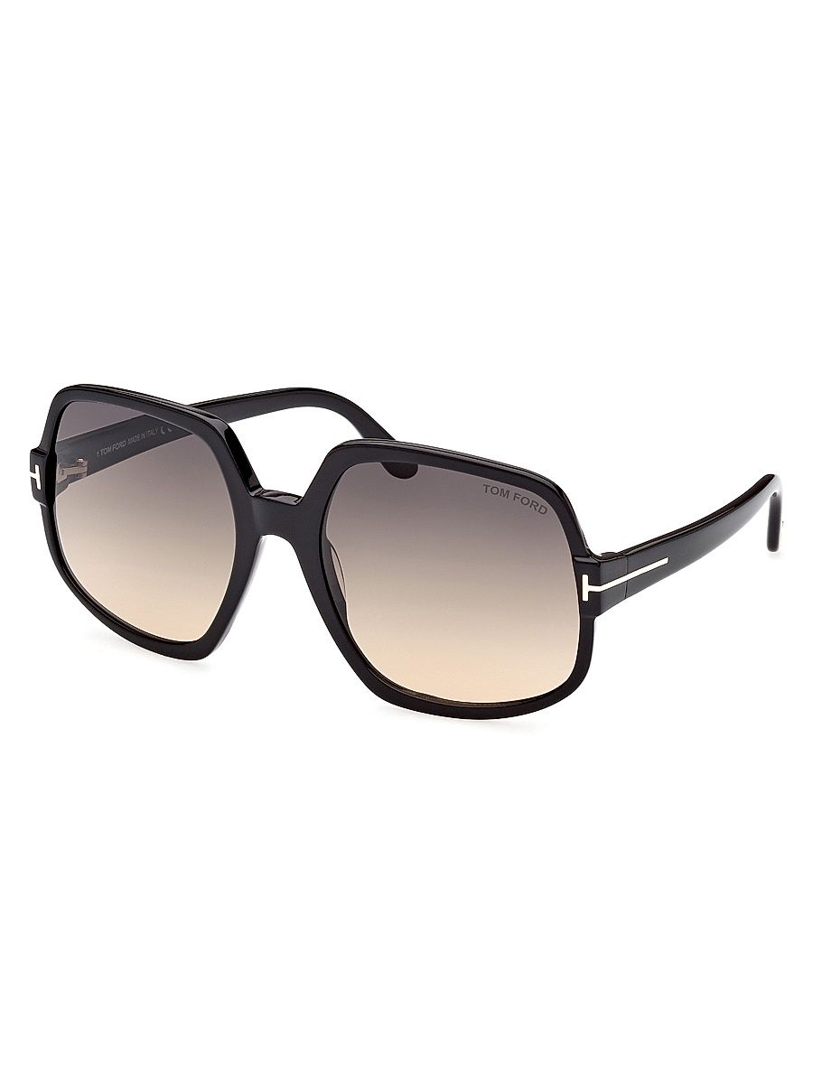 Women's 60MM Geometric Sunglasses - Shiny Black