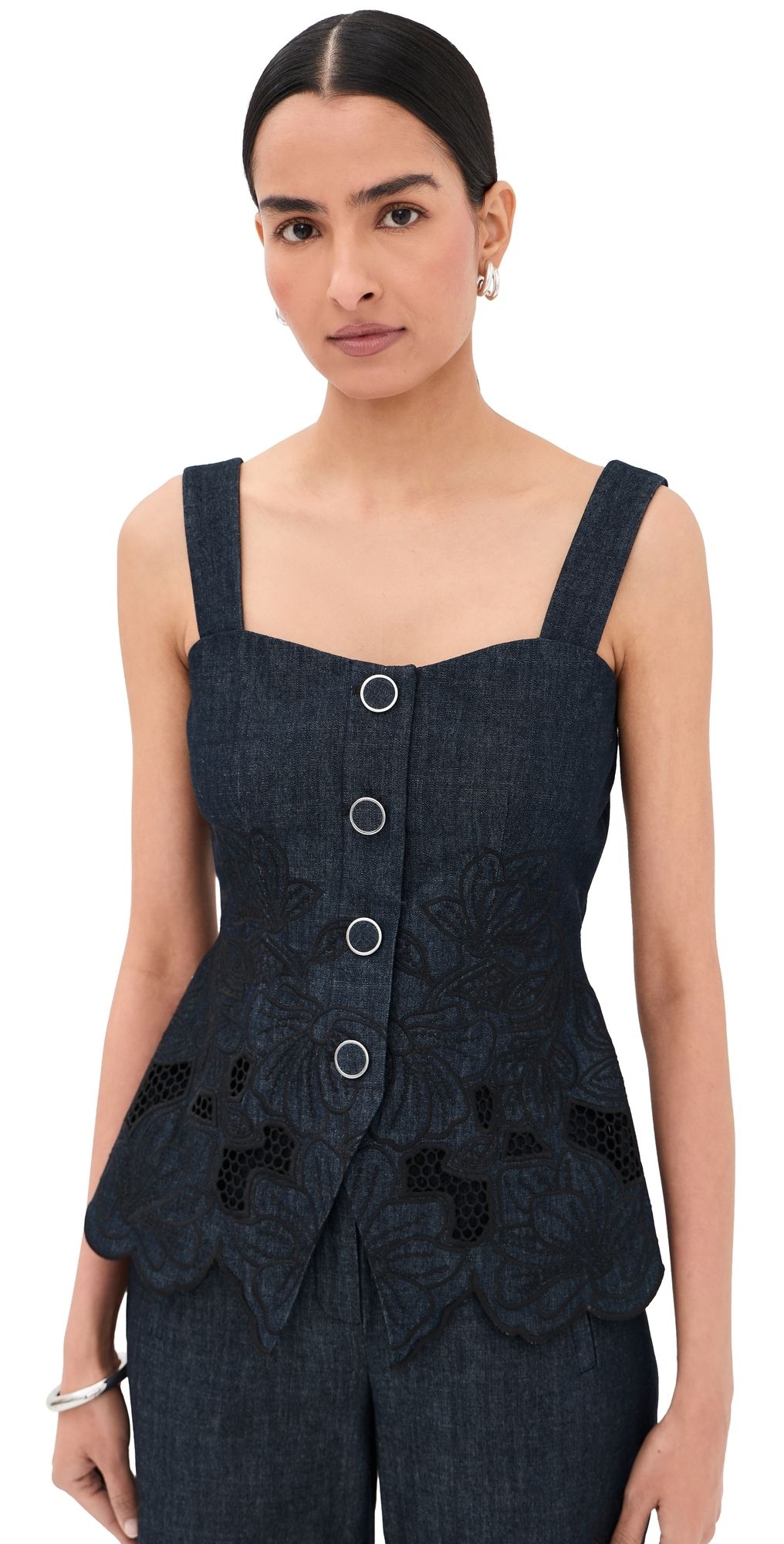 Veronica Beard Mirielle Top Indigo Rinse 10