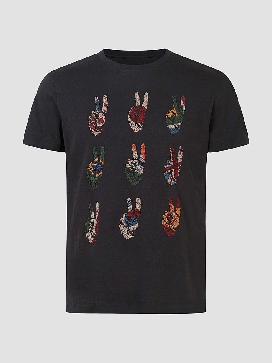 Men's Cotton Peace Sign Tee - Black - Size XXL