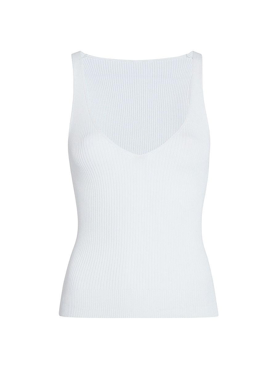 Women's Deep V Tank Knit - White - Size XL
