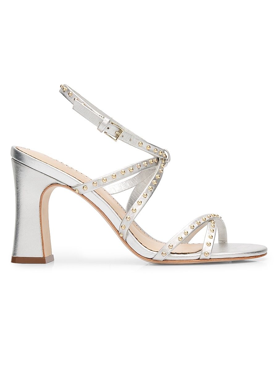 Women's Blair 95MM Studded Leather Sandals - Silver Gold - Size 10
