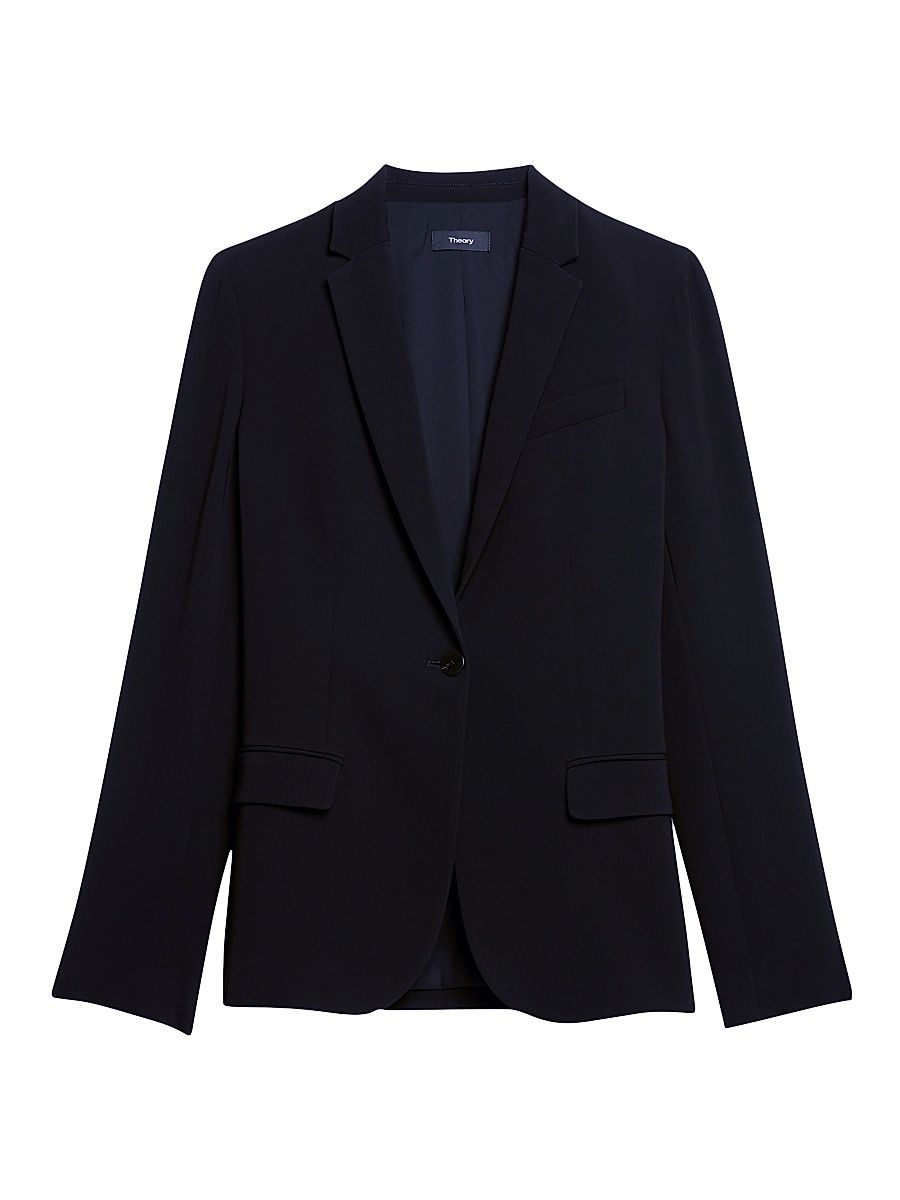 Women's Staple Classic Crepe Single-Button Blazer - Black - Size 12
