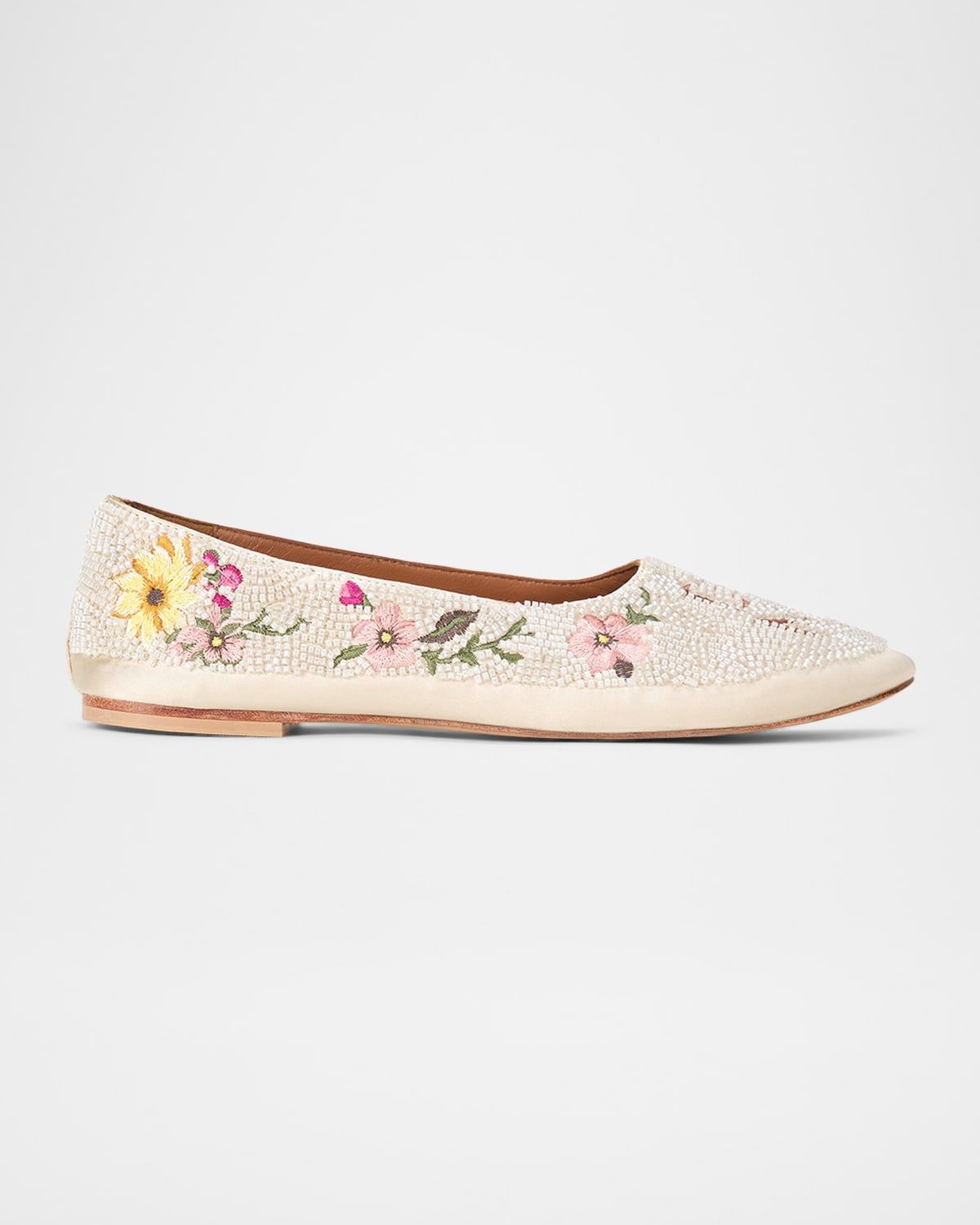 Alba Embroidered Satin Ballet Flats