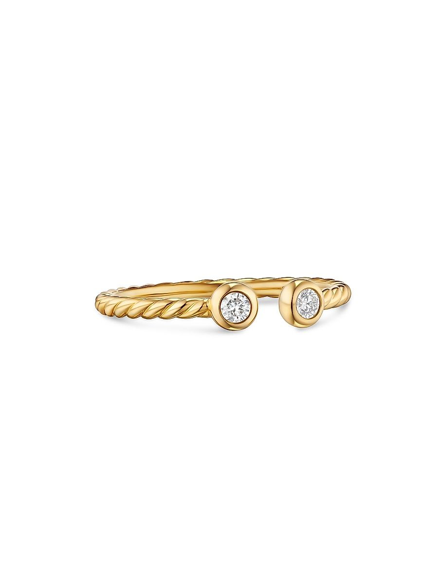 Women's Petite Modern Renaissance Open Round Ring in 18K Yellow Gold - Diamond - Size 7