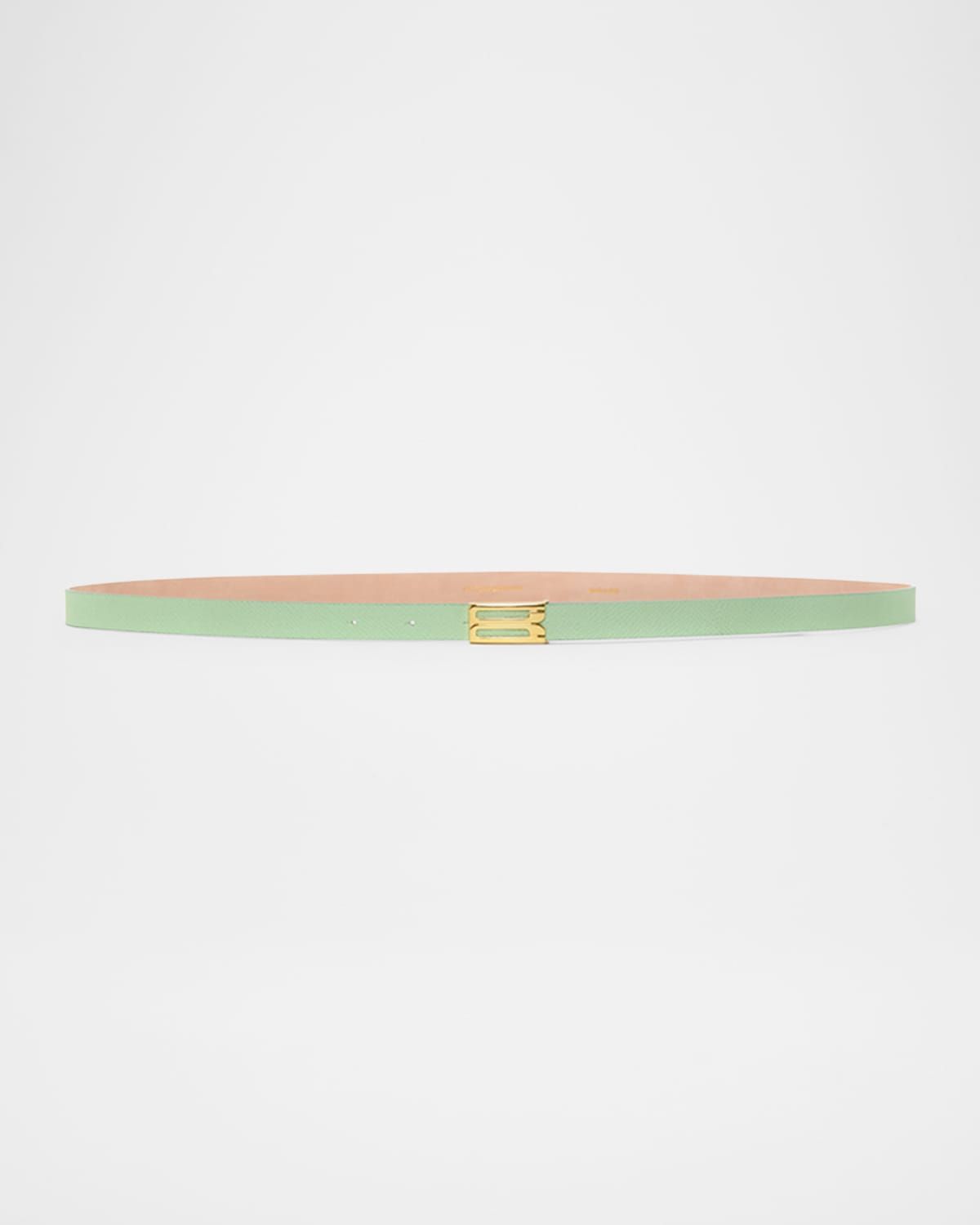 Gold-Plated B-Logo Skinny Leather Belt