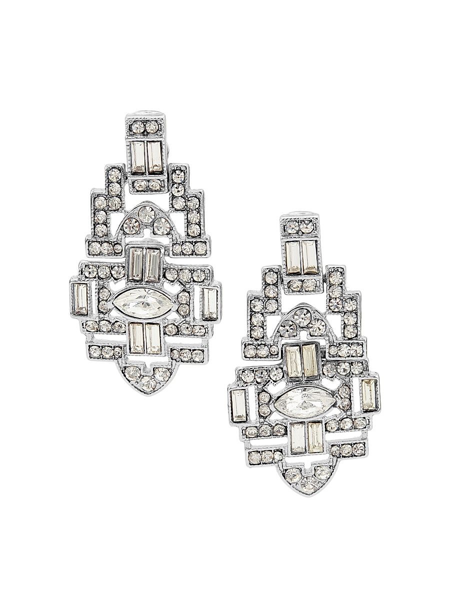 Women's Rhodium-Plated & Glass Crystal Clip-on Earrings - Silver Crystal