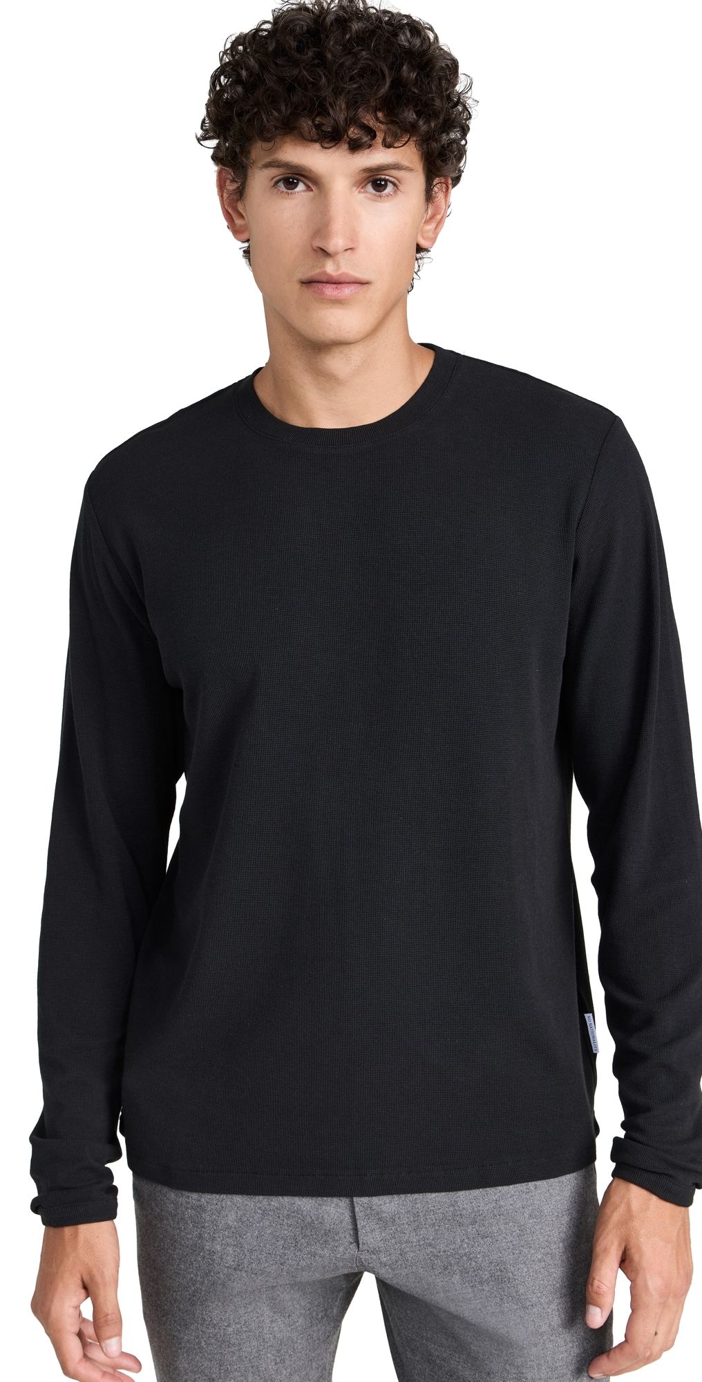 NN07 Clive Waffle Knit Tee Black S