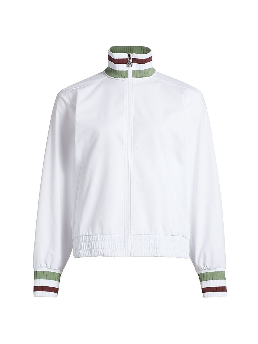 Women's VB Stand Collar Track Jacket - White - Size XS