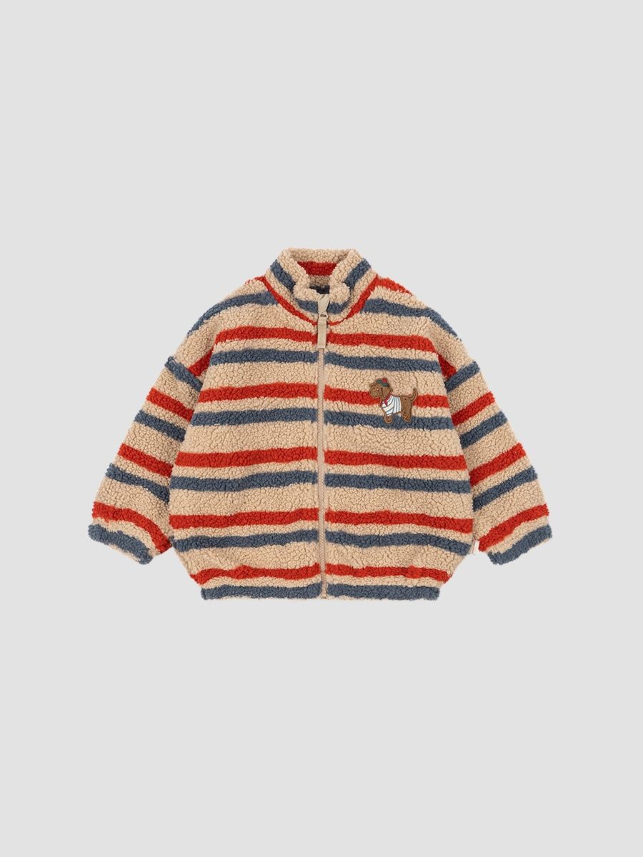 Konges Slojd Girl's Baby Girl's, Little Girl's & Girl's Jody Embroidery Teddy Jacket - Tangerine Stripe - Size 7