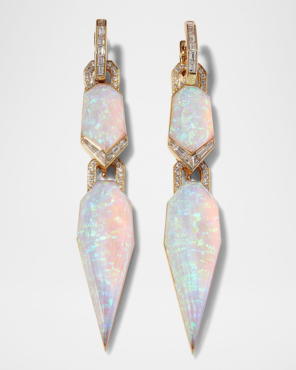 Multi-Way Earrings with White Opalescent Clear Quartz