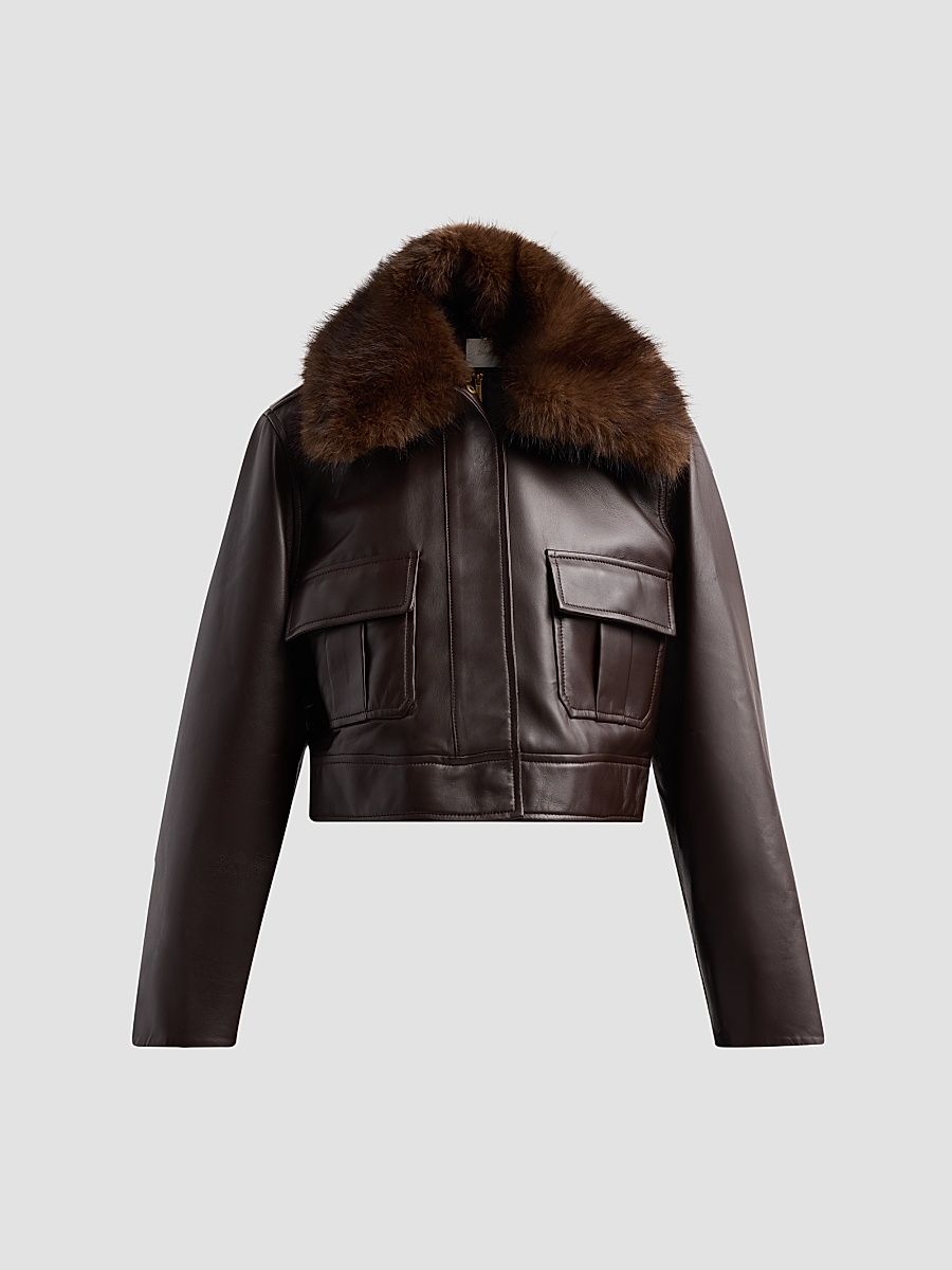 Zimmermann Women's Valiant Leather Jacket - Chocolate - Size 8