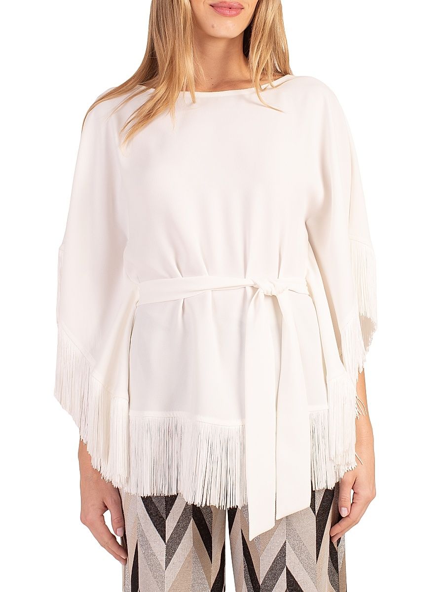 Women's Eye Opener Fringe Top - Winter White - Size Large