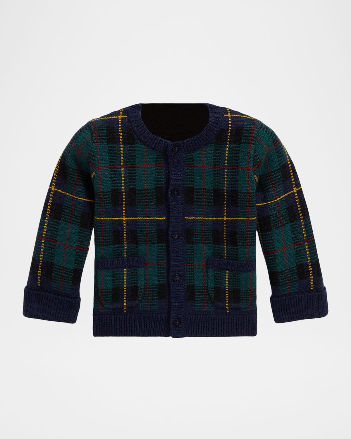 Boy & apos;s Plaid Wool Cardigan, Size 3M-12M