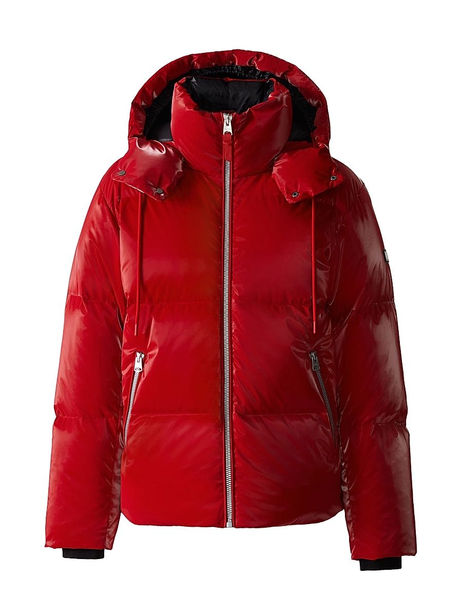 Men's Kent-GLO Hooded Puffer Jacket - Dark Red - Size 36