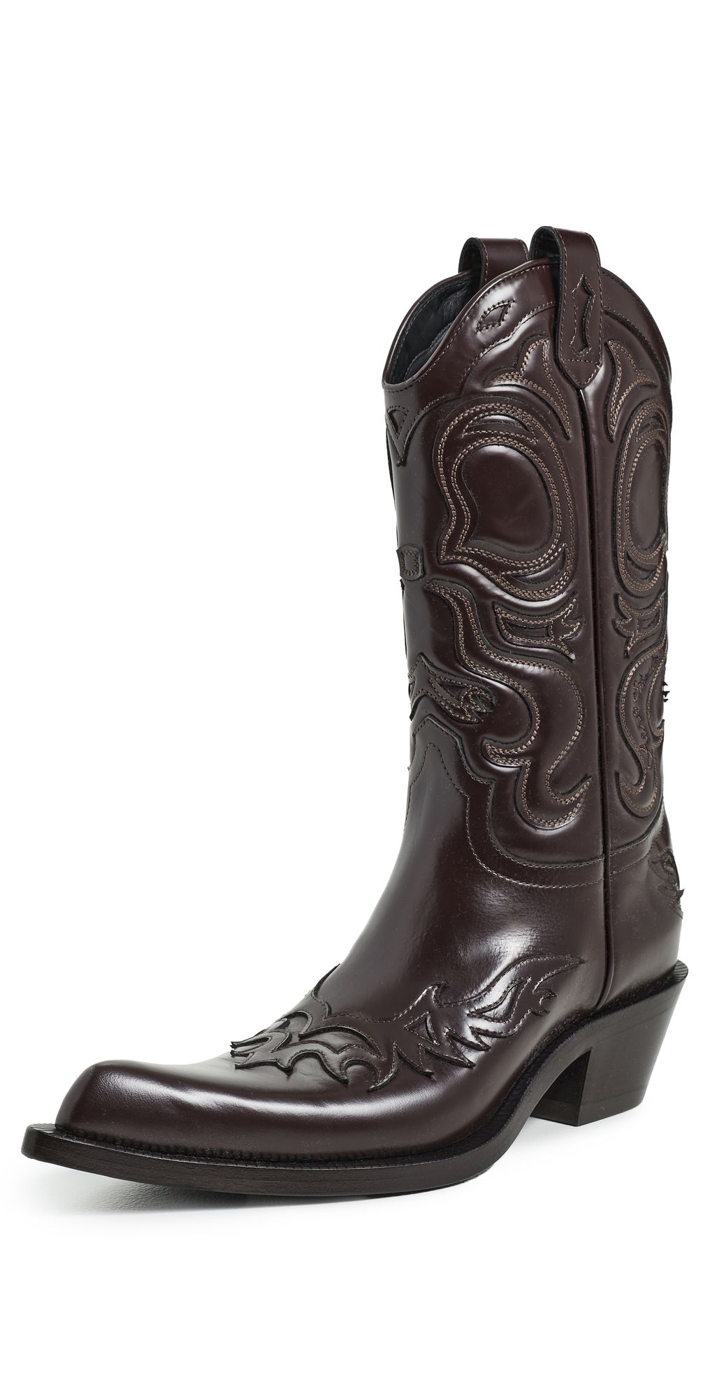 Acne Studios Pointy Leather Cowboy Boots Brown 36