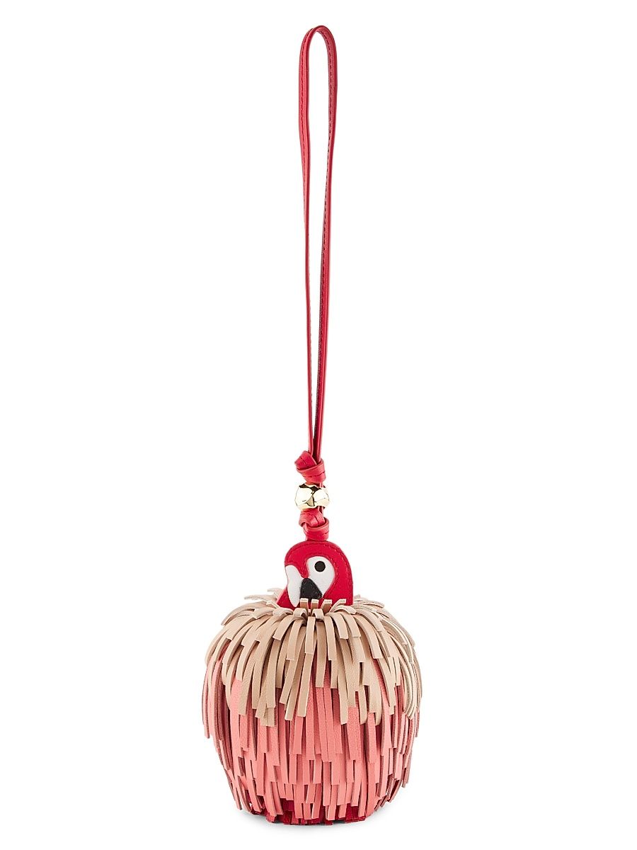 Women's Koala Fringed Leather Bag Charm - Pink