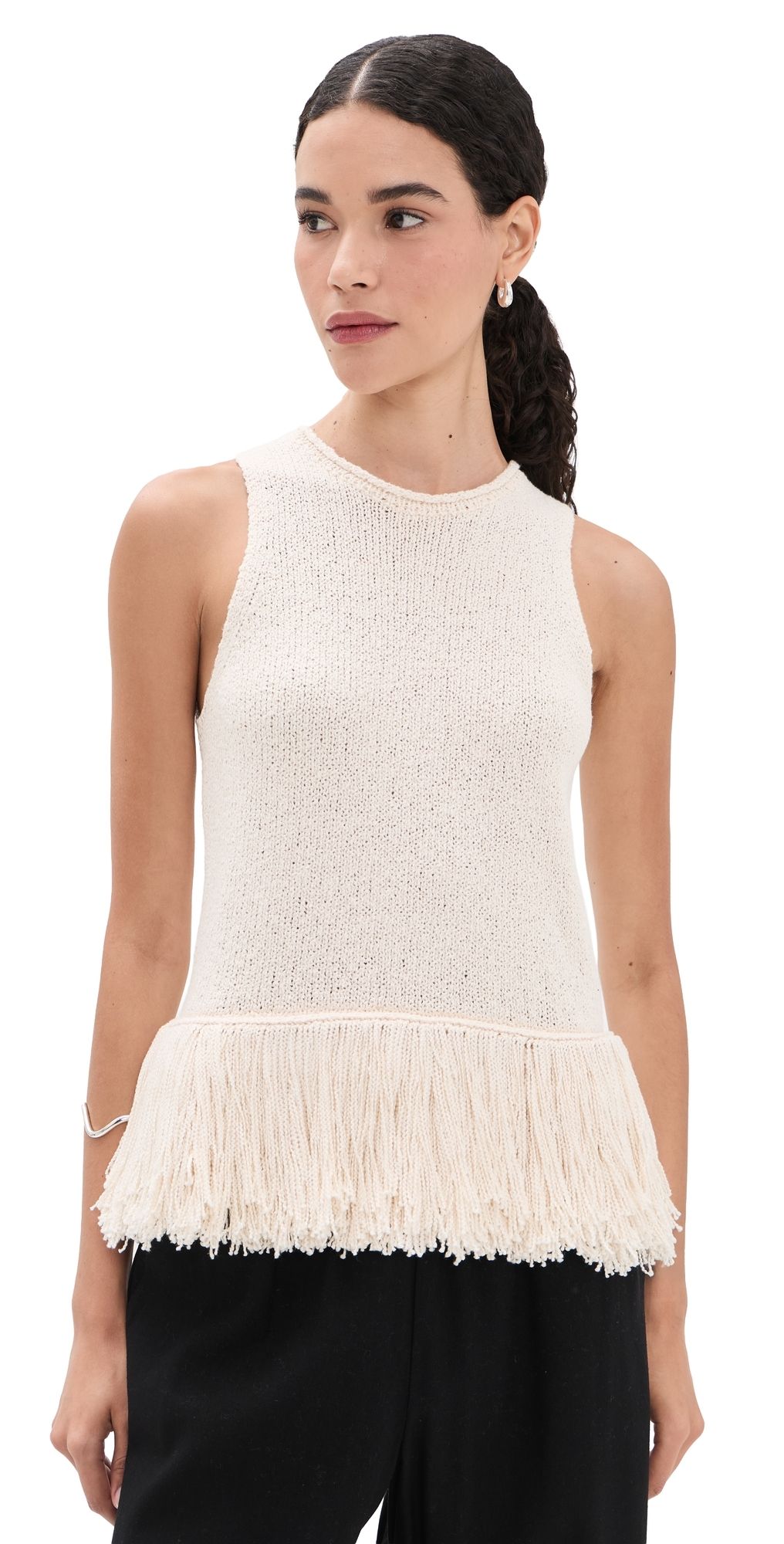 Apiece Apart Maeve Knit Fringe Tank Ivory L