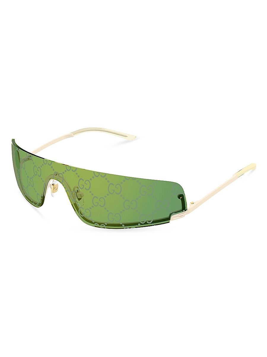 Men's Tom GG1561S 99MM Shield Sunglasses - Ivory Green Mirror