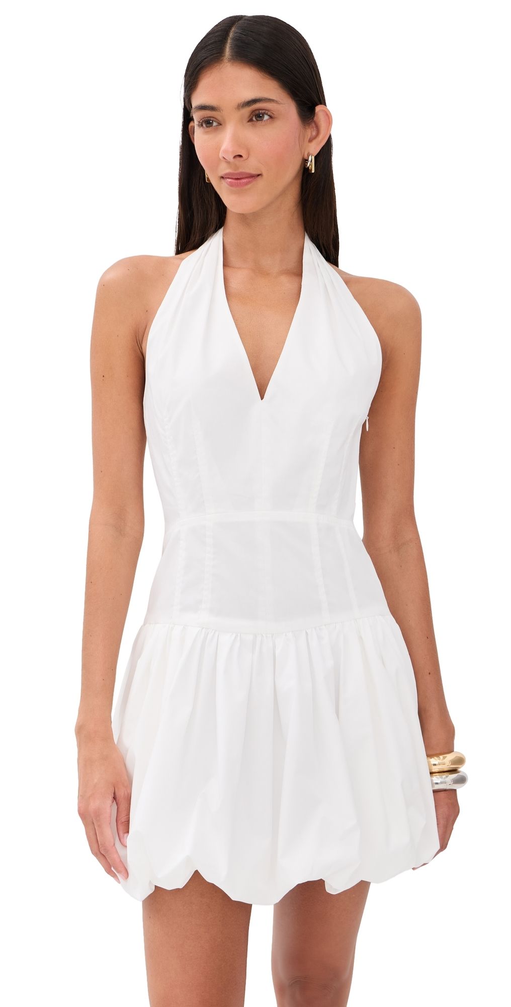 SIMKHAI Brooke Cotton Halter Mini Dress White 8