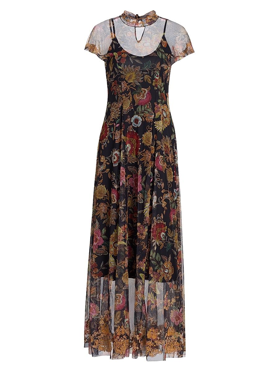 Women's Kaimarie Floral Mesh Maxi Dress - Lowri - Size XL