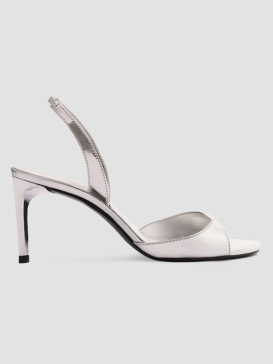 Women's Scarlett 80MM Leather Slingback Sandals - Silver - Size 5.5