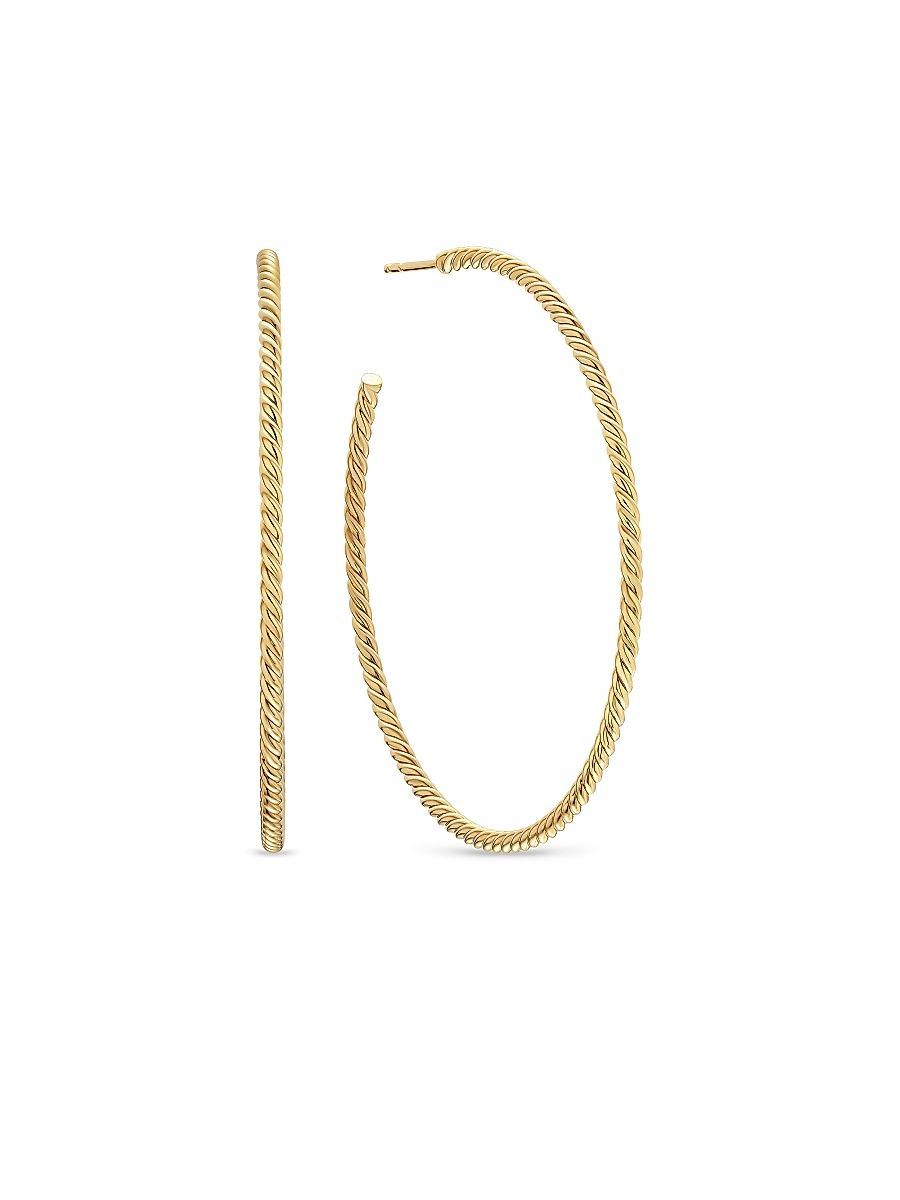 Women's Cablespira Hoop Earrings in 18K Yellow Gold, 55MM - Gold