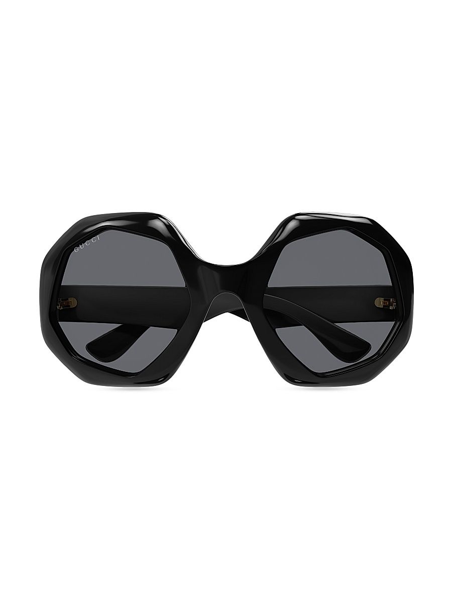 Women's 57MM Geometric Sunglasses - Black Dark Grey
