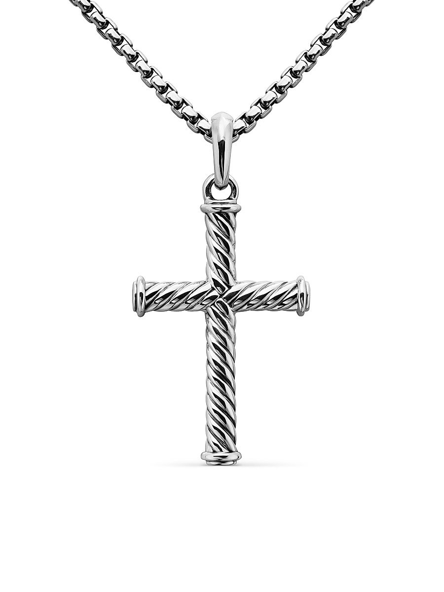 Men's Cable Cross Pendant - Sterling Silver
