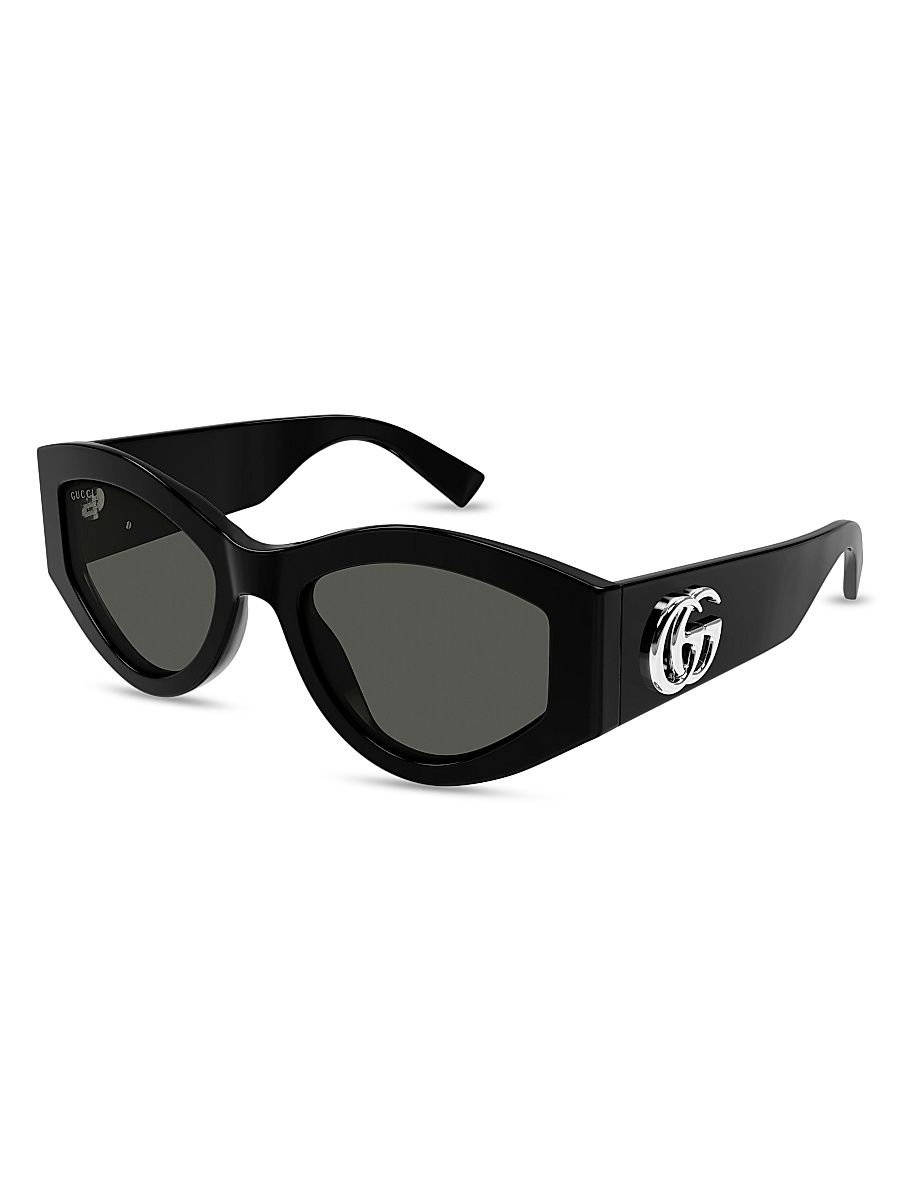 Women's GG Extruded 53MM Oval Sunglasses - Black