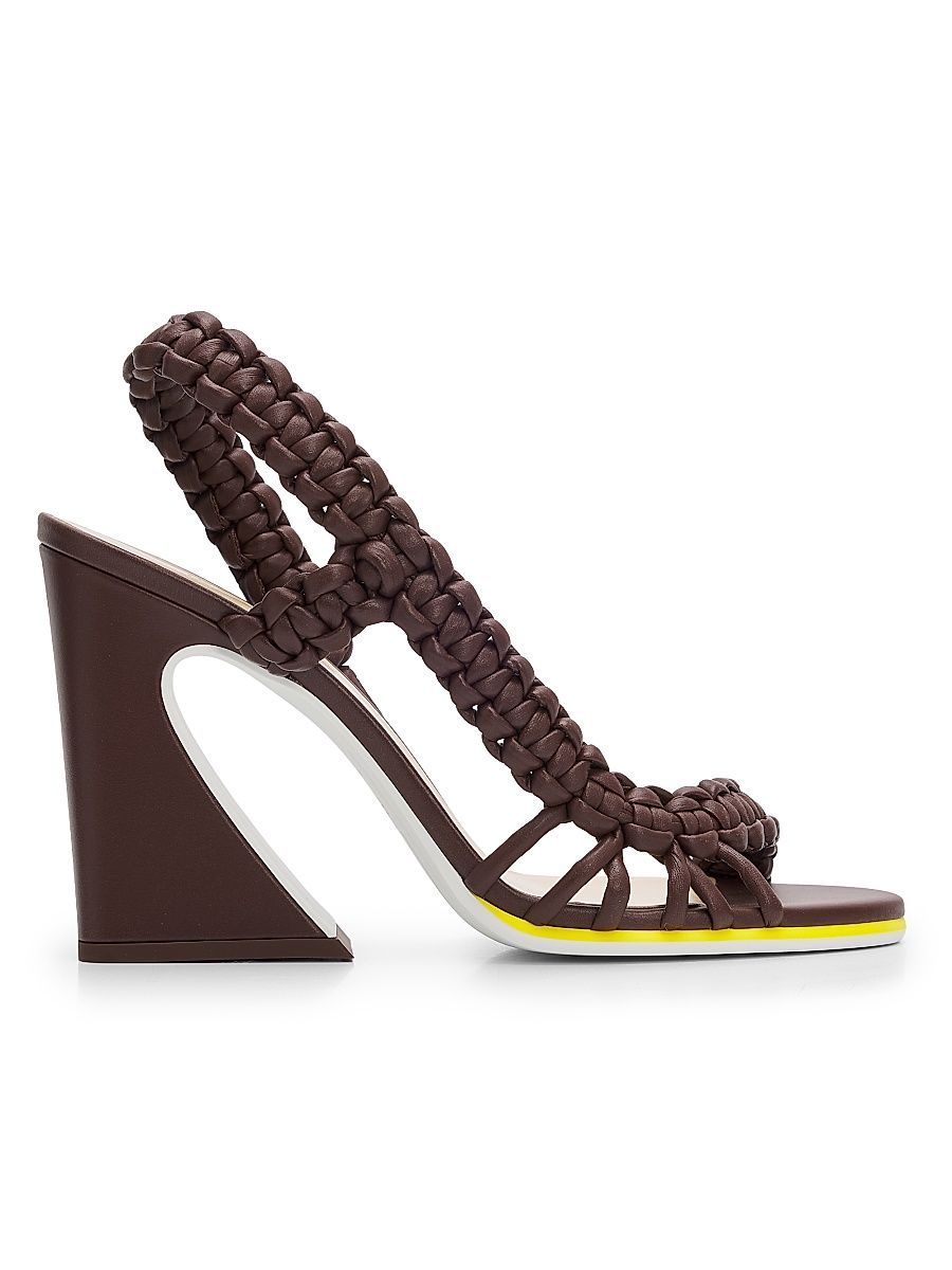 Women's Fendi Arco 95MM Leather Sandals - Mahogany Gial Bianco - Size 12