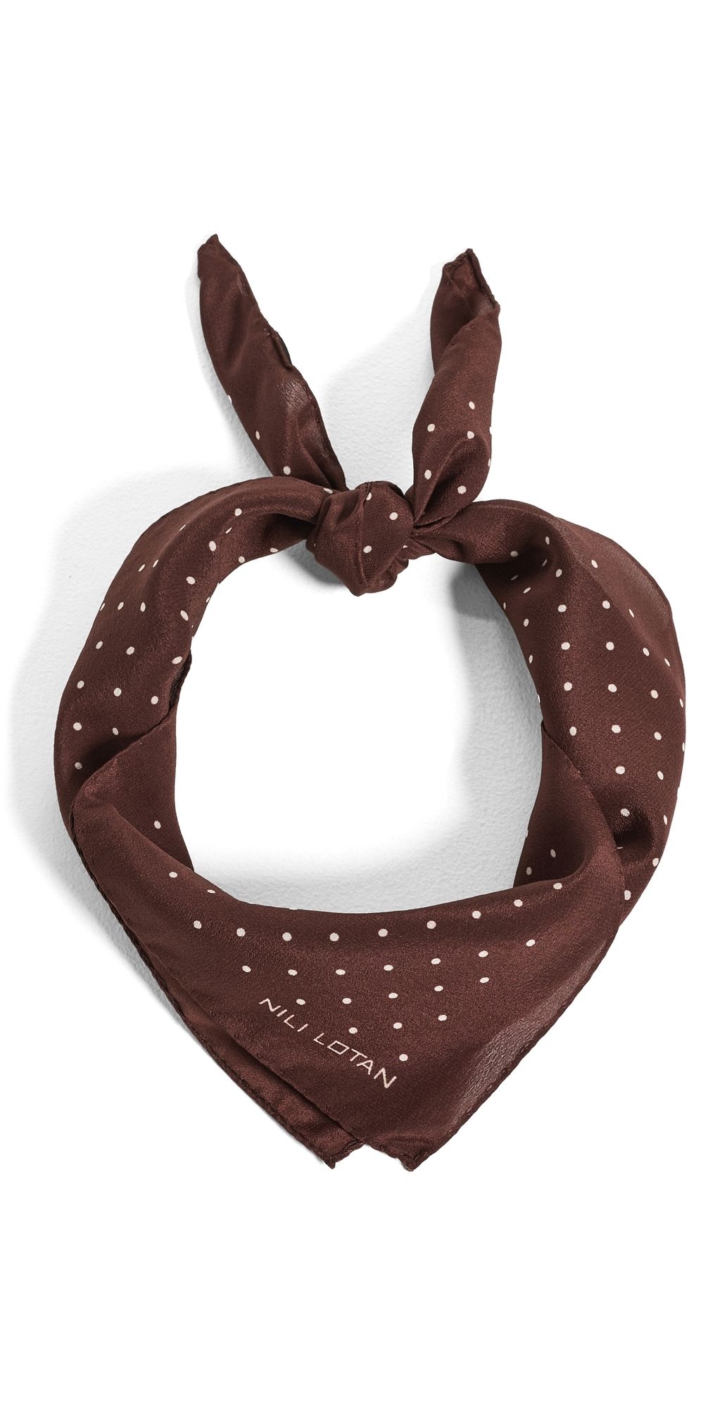 Nili Lotan Silk Mini Dot Scarf Burgundy One Size