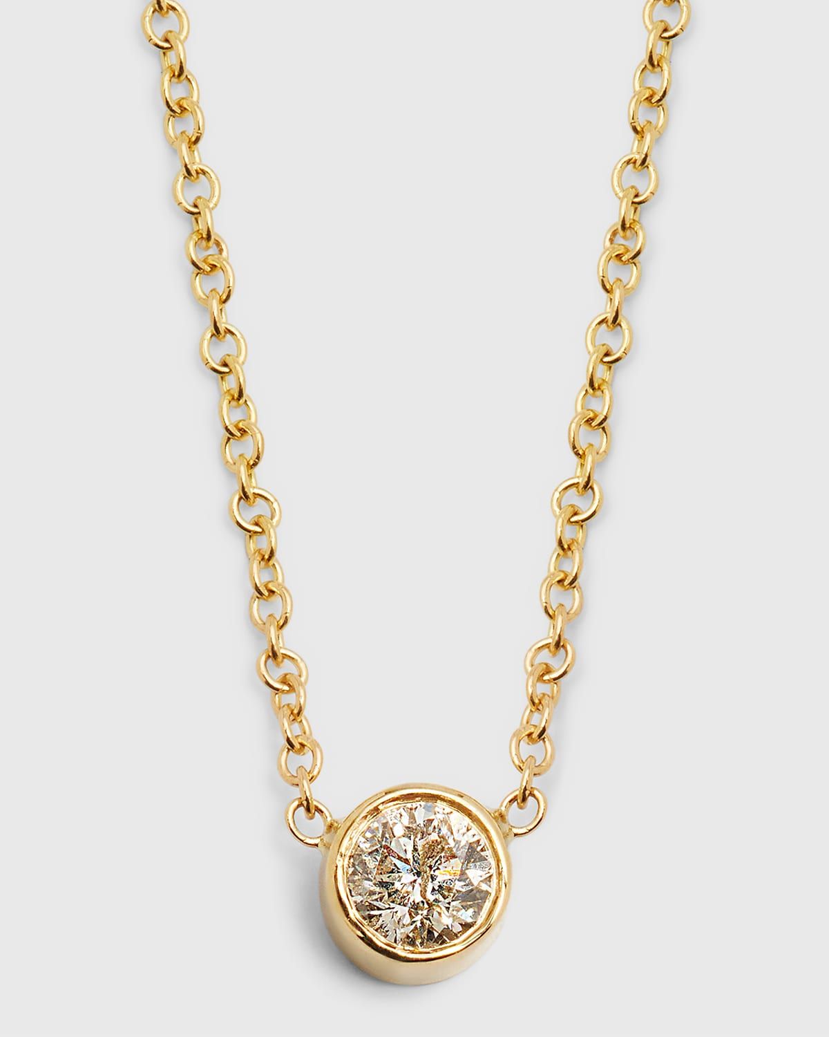 14k Gold Large Bezel Diamond 0.25ct Necklace