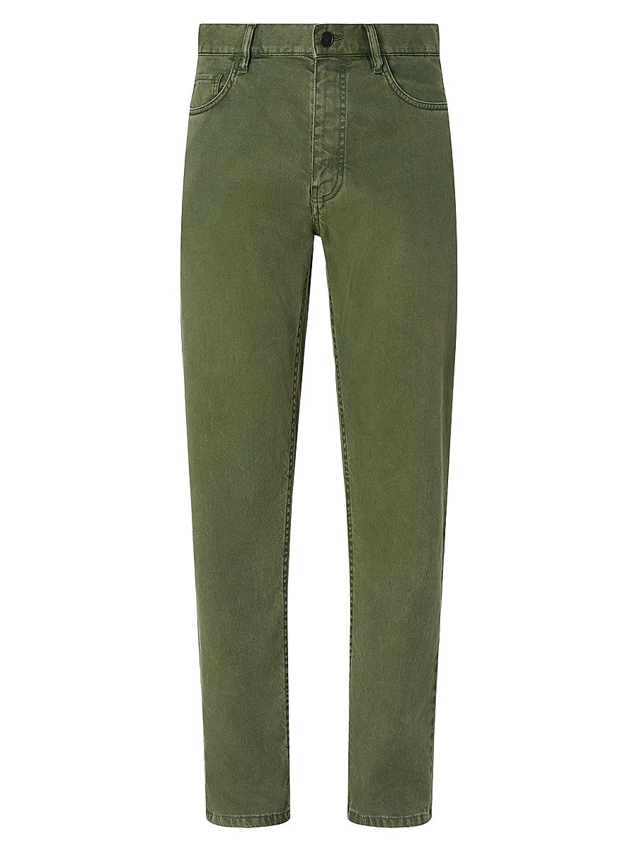 Men's Stretch Cotton and Linen Roccia Jeans - Pine Green - Size 42