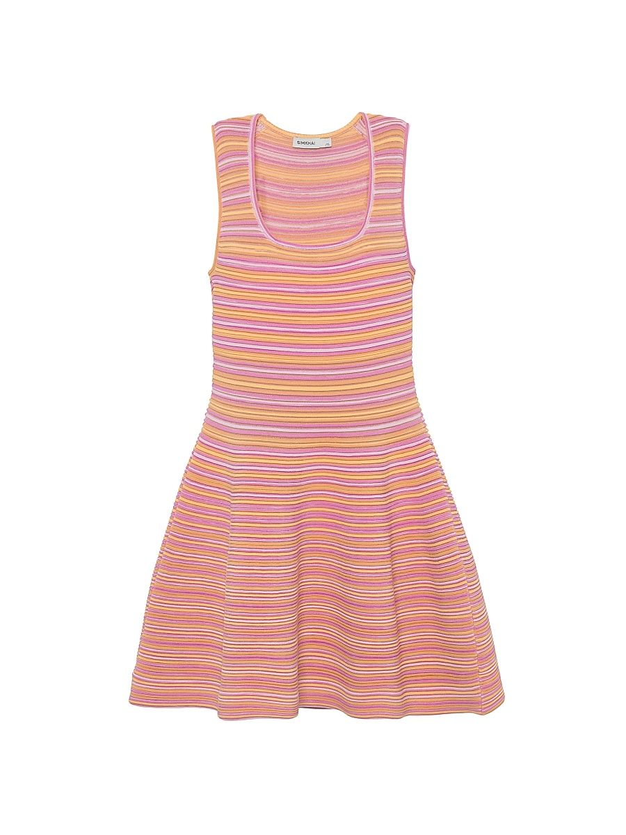 Women's Cally Striped Knit Minidress - Citrus Multi - Size XS