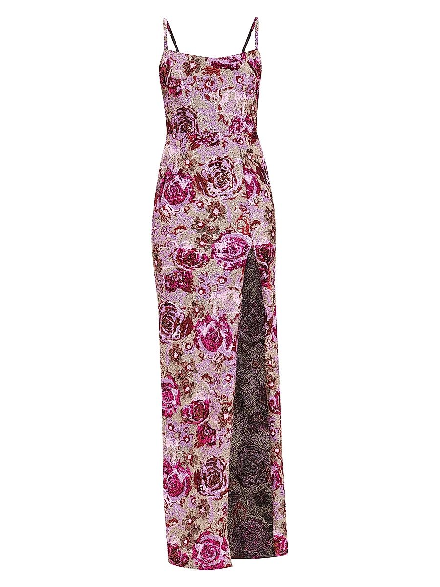 Women's Allegra Floral Sequin Maxi Dress - Pink - Size Large