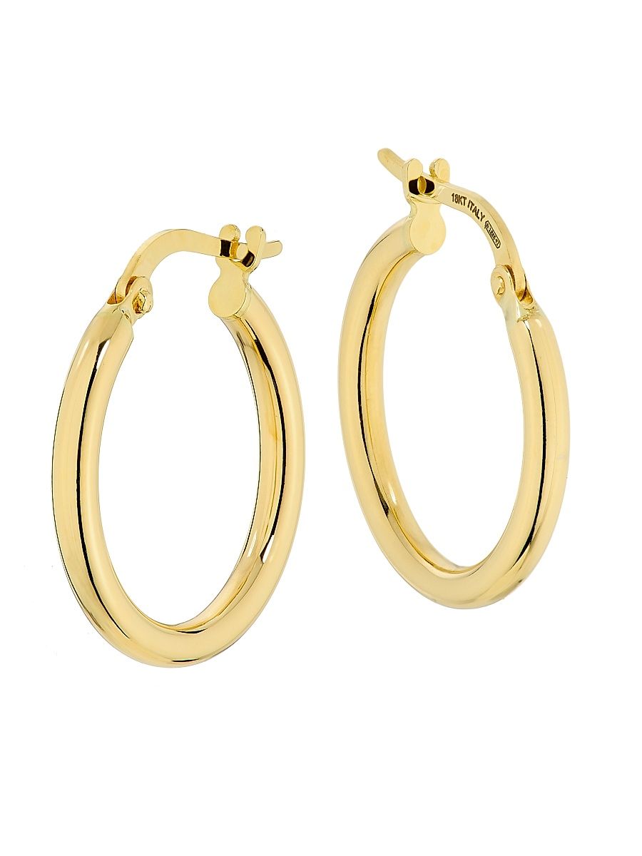 Women's Tiny Treasures 18K Yellow Gold Hoop Earrings/15MM - Yellow Gold