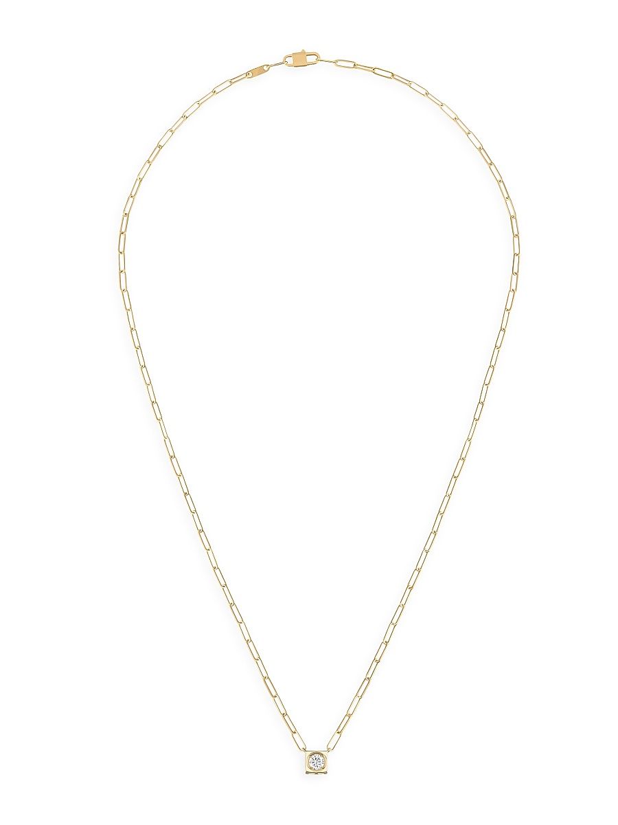 Women's Le Cube Diamant 18K Yellow Gold & 0.25 TCW Diamond Large Pendant Necklace - Yellow Gold
