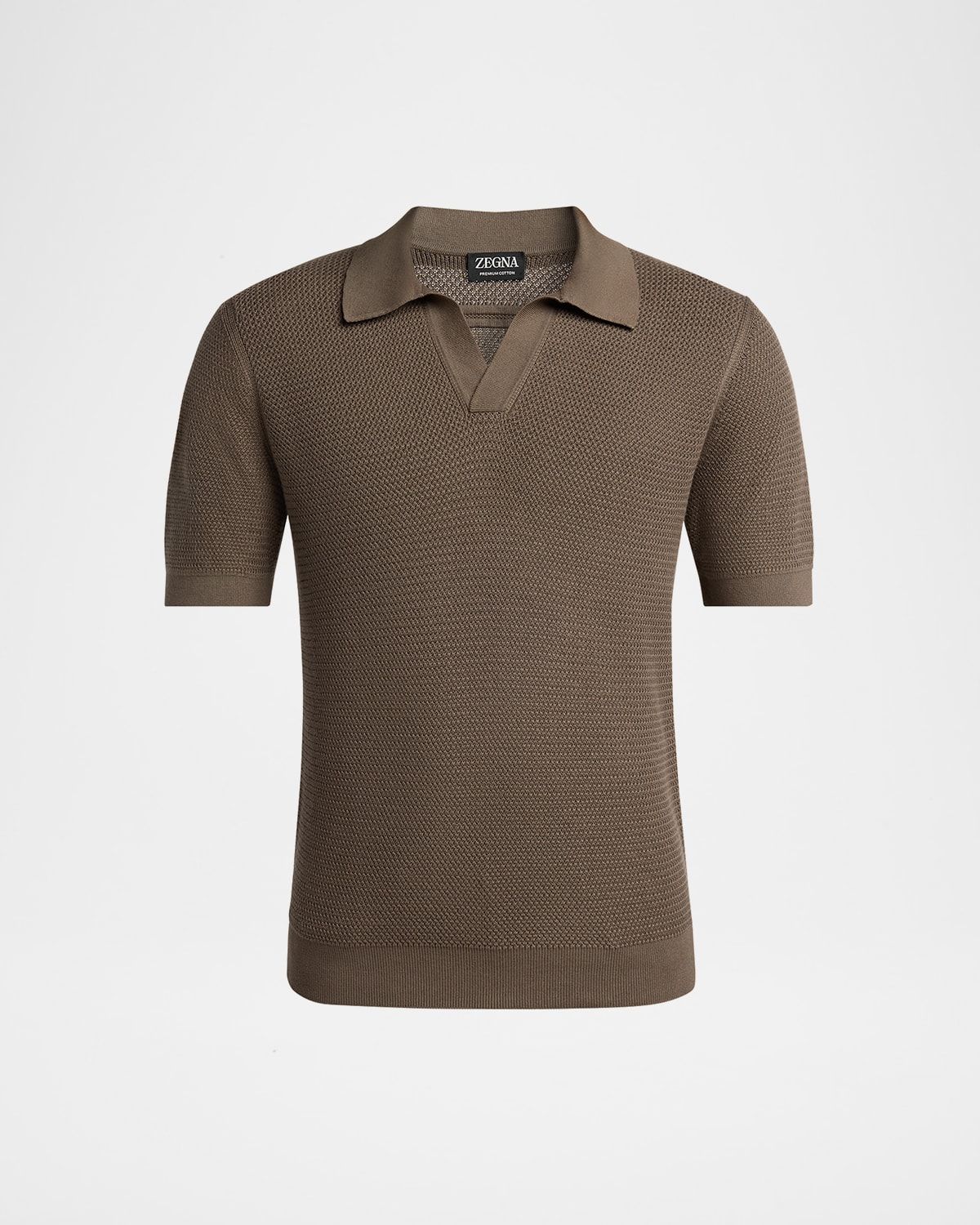 Men & apos;s Premium Cotton Knit Johnny Collar Polo Sweater