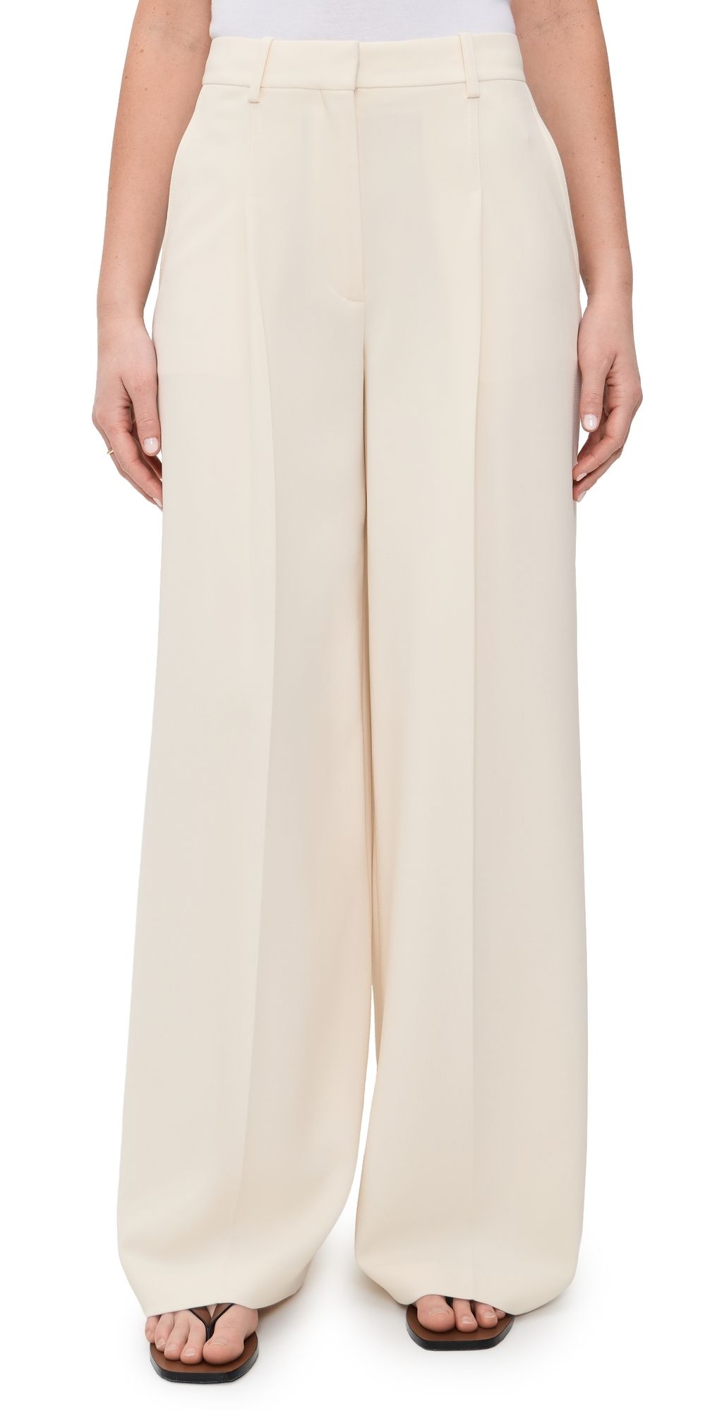 Theory Wide Pleat Trousers Rice 0