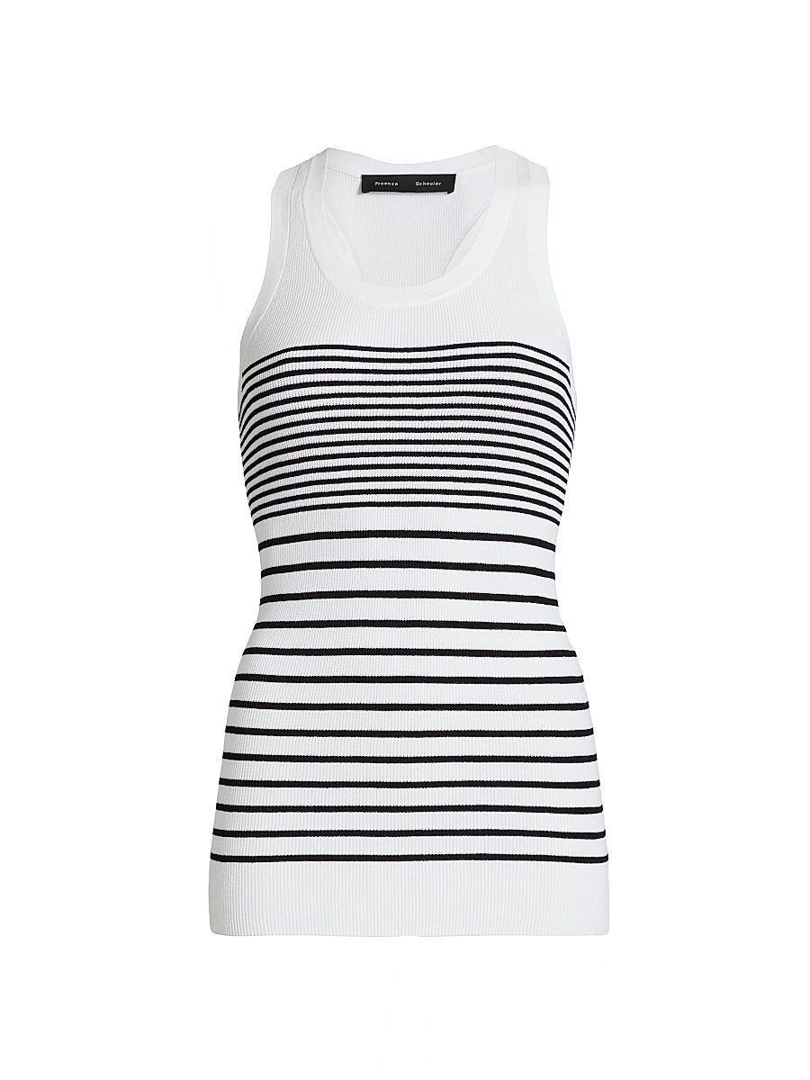 Women's Roberts Striped Tunic Tank - White Multi - Size Large