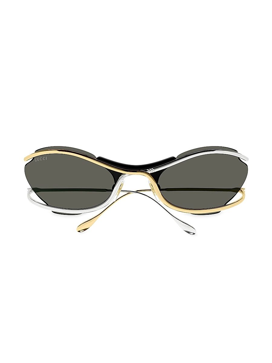 Women's 68MM Fashion Show Directional Sunglasses - Gold
