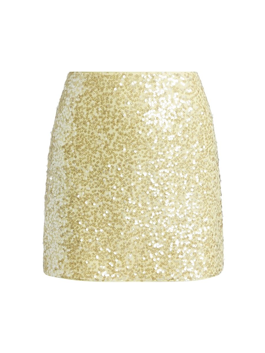 Women's Shimmer Sequin Miniskirt - Yellow - Size 8