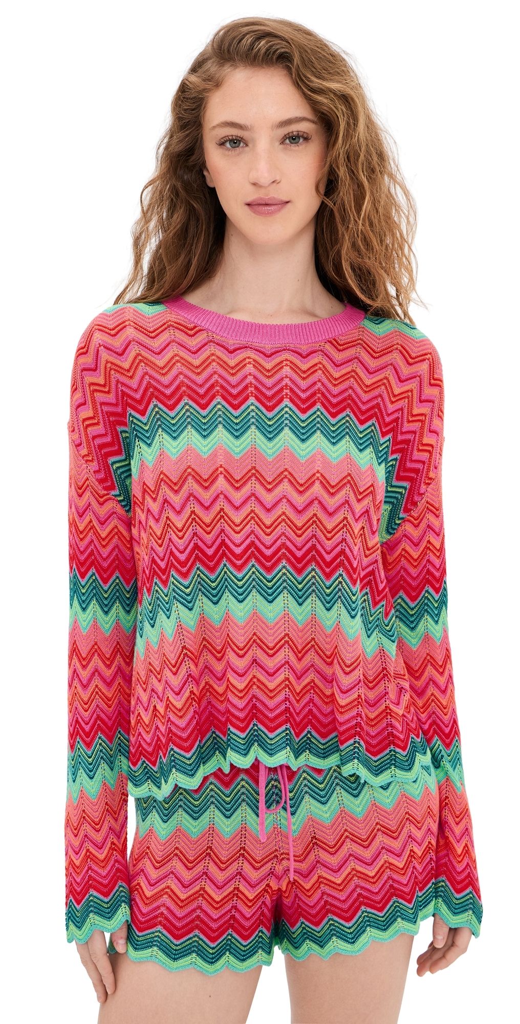 Beach Riot Beach Sweater Strawberry Ice Chevron XL