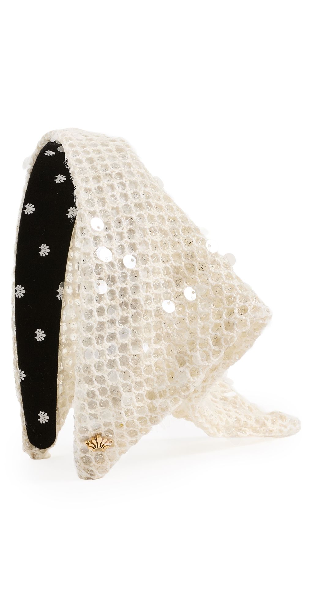 Lele Sadoughi Jackie Sequin Crochet Hankerchief Headband Ivory One Size