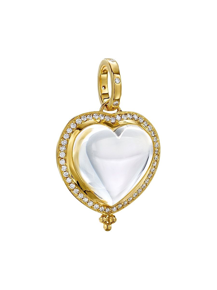 Women's Florence86 18K Yellow Gold, Rock Crystal & Diamond Heart Pendant - Yellow Gold