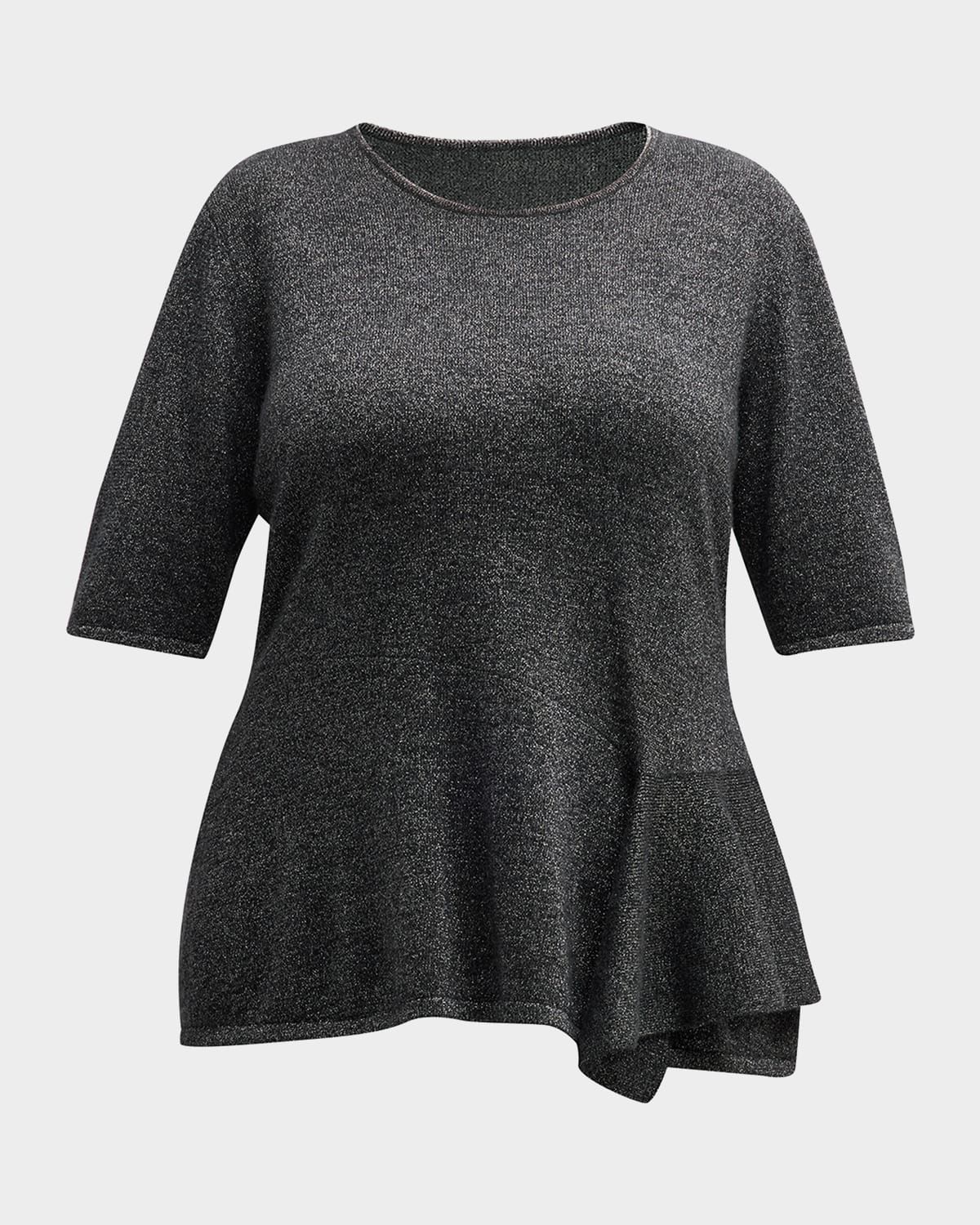 Plus Size Cashmere Lurex Peplum Top