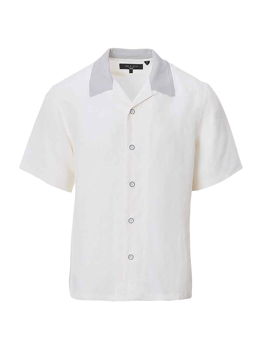 Men's Avery Linen-Blend Camp Shirt - Chalk - Size XXL