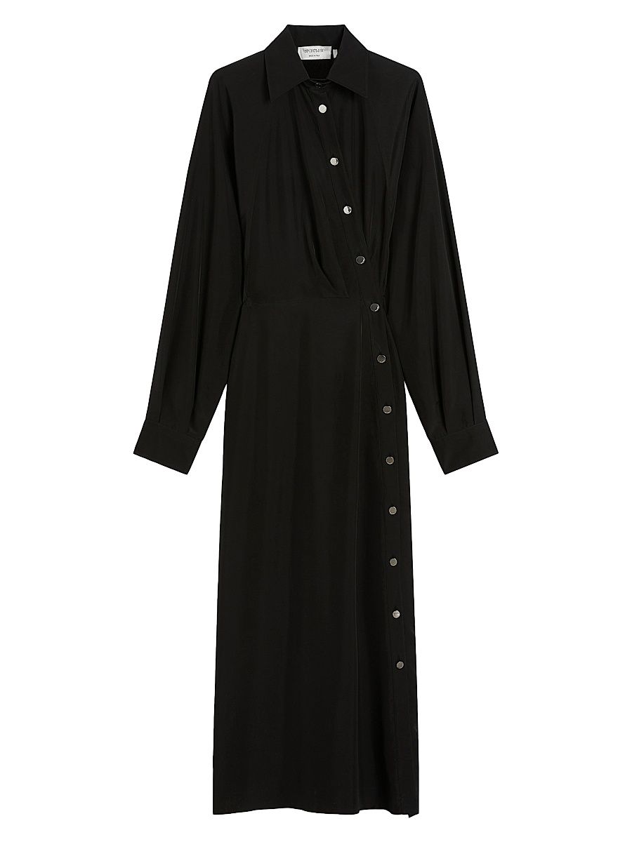 Women's Asymmetrical Shirt Dress - Black - Size 14